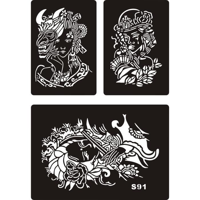 Lot De 8 Pochoirs Dragon Réutilisables - Pour Peinture, Tatouage Ou Décoration | Taille 20x20cm Et 30x20cm