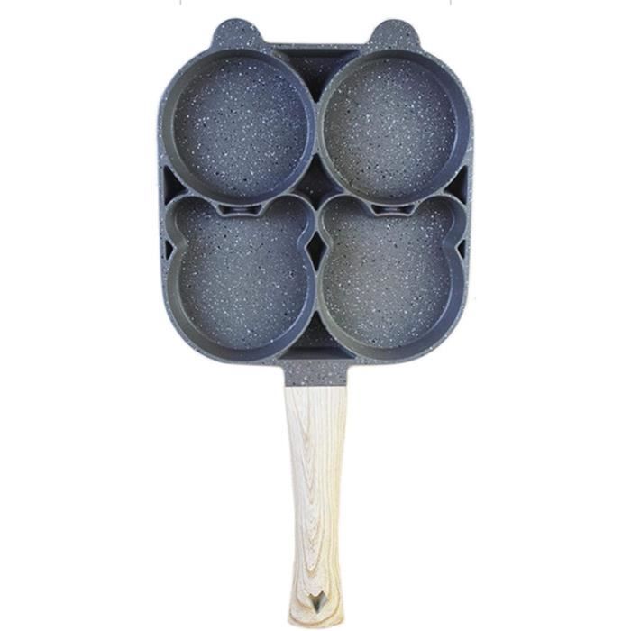 Poêle à Œufs En Cœur PRITOK - 4 Trous Anti-Adhésifs, Avec 3 Spatules Silicone - Pour Pancakes, Omelettes