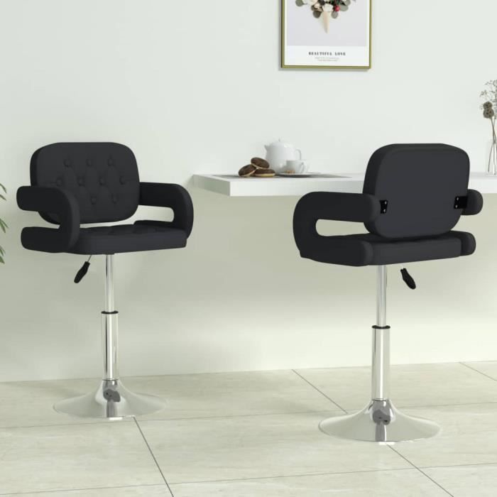 2 Chaises à Manger Pivotantes VidaXL - Similicuir Noir - Design Moderne - Pour Salle à Manger Ou Bureau
