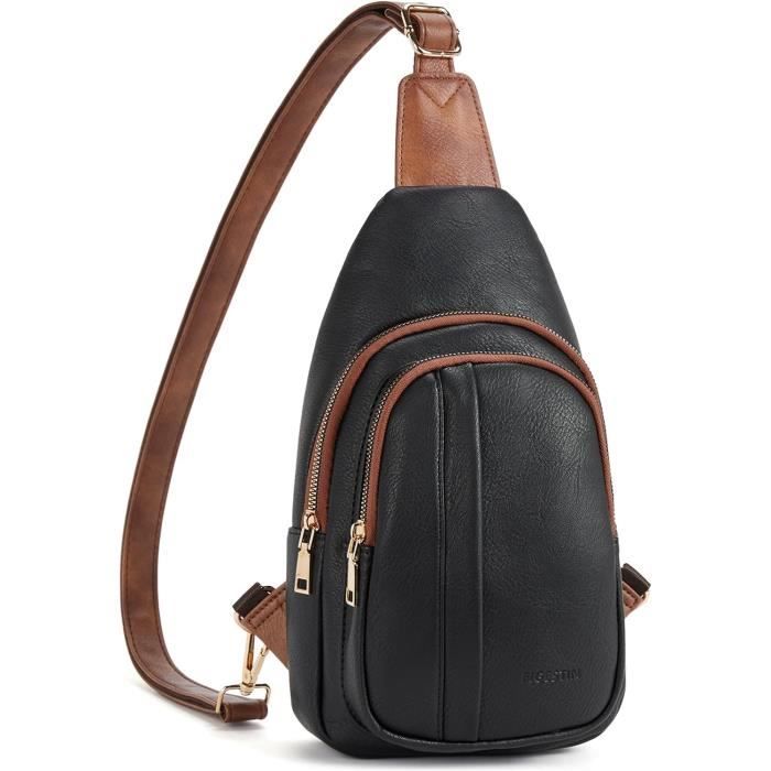 Sac Poitrine 2 En 1 Femme - Sac à Bandoulière Cuir Synthétique Antivol Avec 2 Bretelles Amovibles