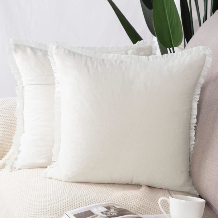 Housses De Coussin 40x40 Cm Velours Doux - Lot De 4, Blanc, Fermeture éclair Cachée, Pour Canapé, Lit, Décoration Maison
