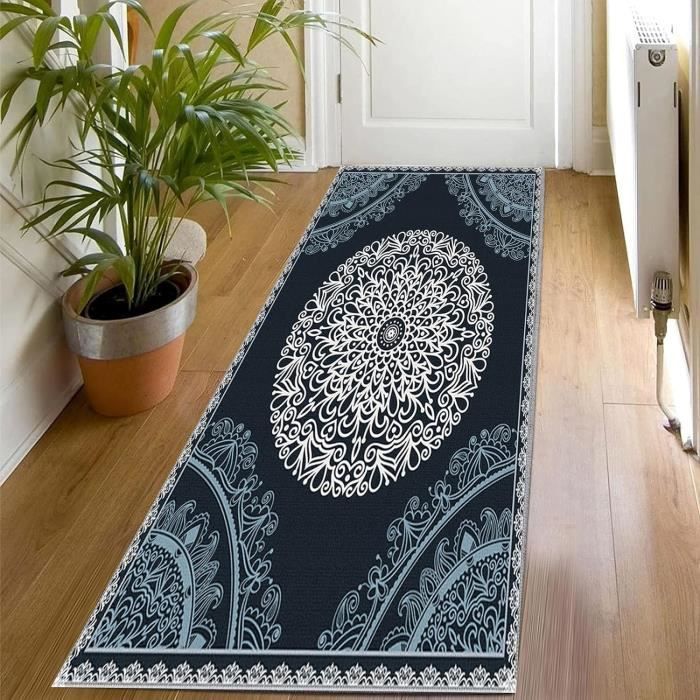 Tapis De Couloir Lavable RUUGME 2x6 Pieds - Beige Style Vintage à Médaillon - Polyester