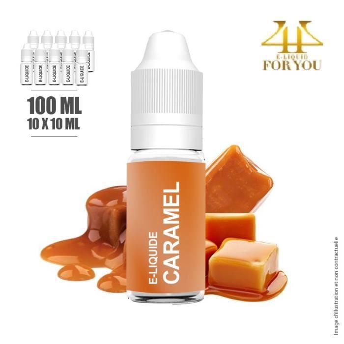 Eliquide pas cher 100 ML saveur CARAMEL avec 6MG de nicotine Marque 4U (10 fioles de 10ML