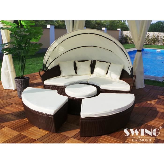 Canape De Jardin Rond Modulable En Rotin Braun 180 Achat Vente Fauteuil Jardin Canape De Jardin Rond Modul Cdiscount