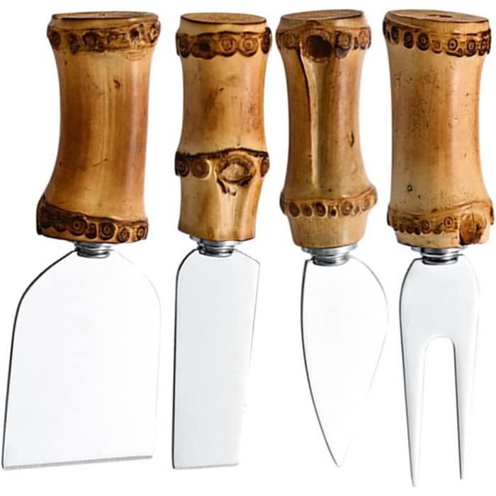 Spatule à Fromage En Acier Inoxydable, Manche En Bois, Spatule à