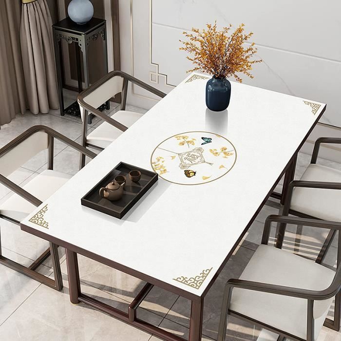 Nappe Rectangulaire Imperméable Effet Marbre WenYa - 180 X 137 Cm - Protection Table Pique-Nique, Fête, Intérieur/Extérieur - Facile à Nettoyer