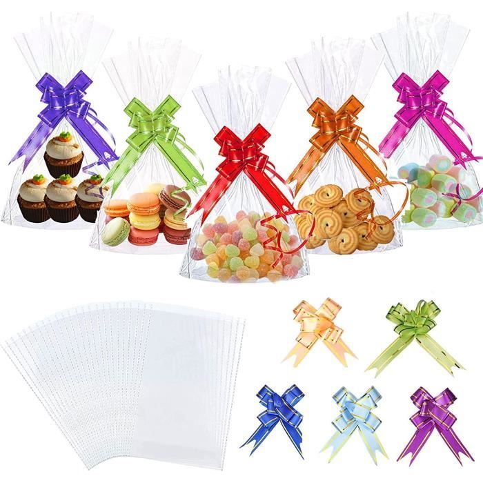 Sachets transparents en cellophane pour bonbons, biscuits, bonbons