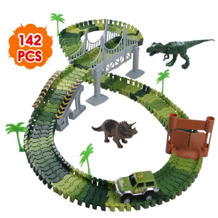 Circuit Voiture Enfant Dinosaure Flexible Tracks Car Jouet De Piste 142pieces Cadeau Garcon Fille 3 4 5 6 Ans Cdiscount Jeux Jouets