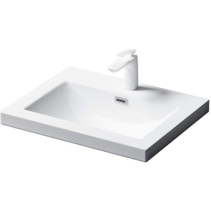 Vasque de salle de bains - Mai & Mai - Col01-60 - Blanc - Rectangulaire - Résine