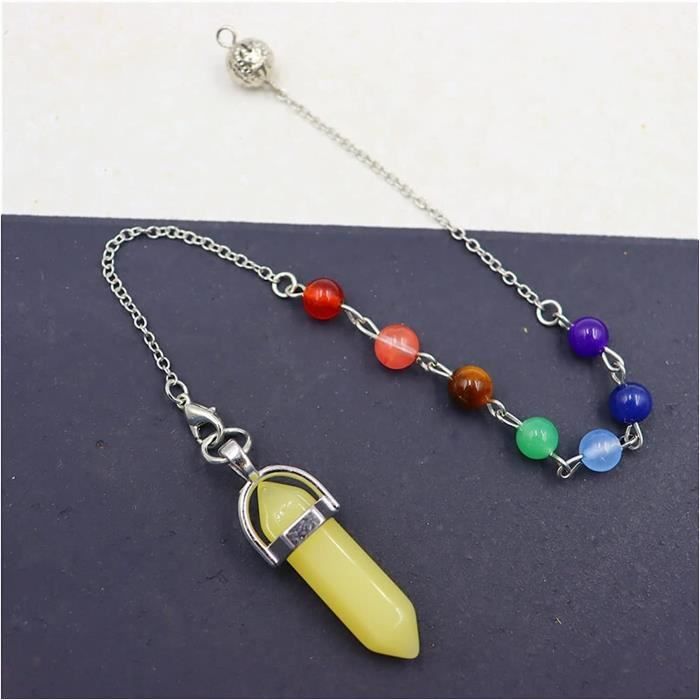 Pendentif Chakra En Pierres Naturelles - Améthyste Hexagonale, Collier En Cuir Réglable, Plaqué Or - Neuf Sans Emballage