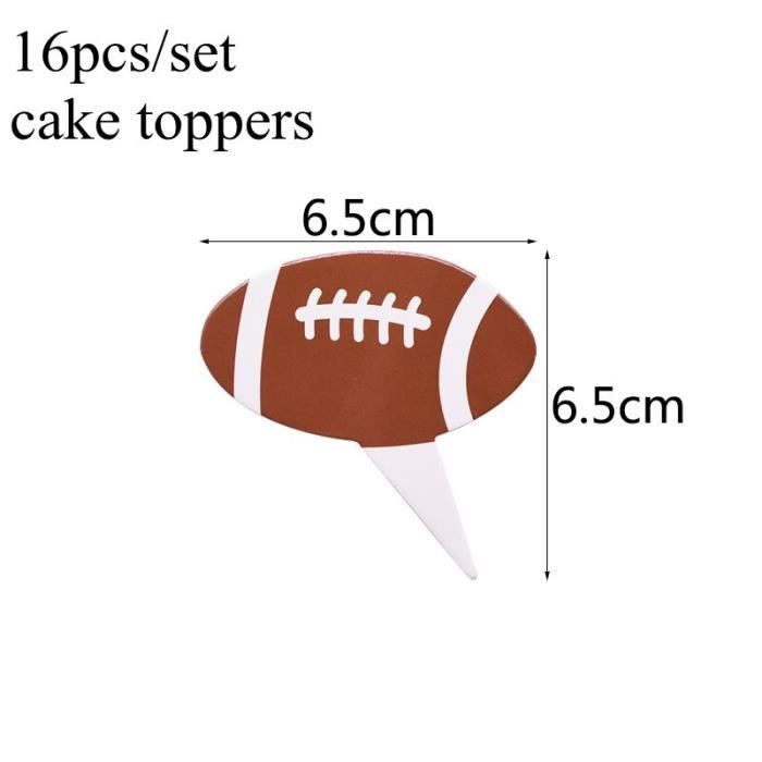 B08 16pc Cake Topper Ballon De Rugby Pour Fete De Football Americain Decoration De Gateau Banniere De Joyeux Anniversaire Fete D Cdiscount Maison