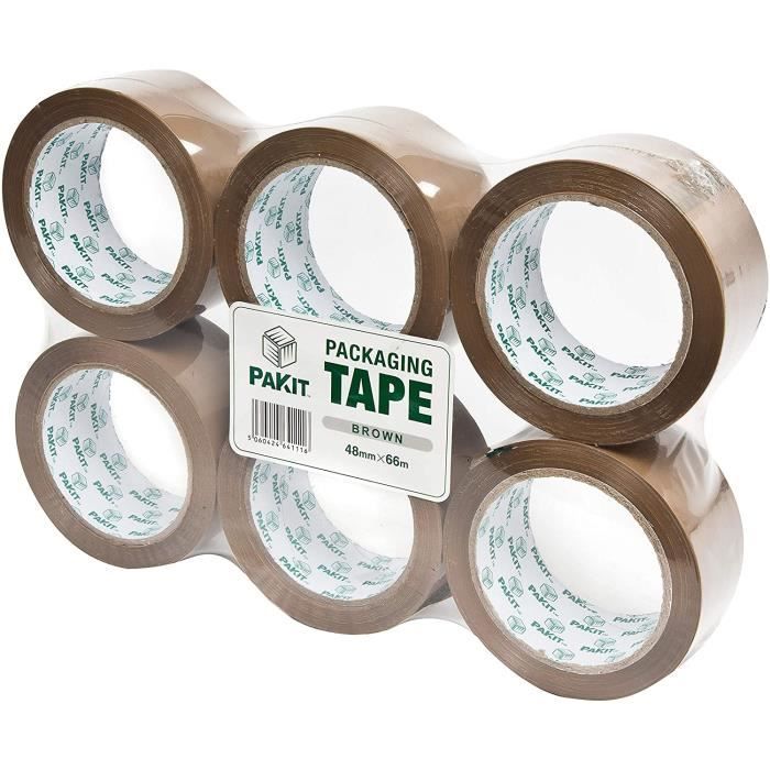 Lot De 6 Rouleaux De Ruban D'emballage Marron - 50mm X 66m Pour Packaging Et Déménagement