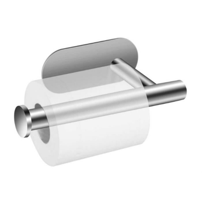 DEKAZIA® Porte Papier Toilette Sans Perçage Support Papier Toilettes Pour WC Bois De Mangue Noble Blanc Auto-Adhesif 