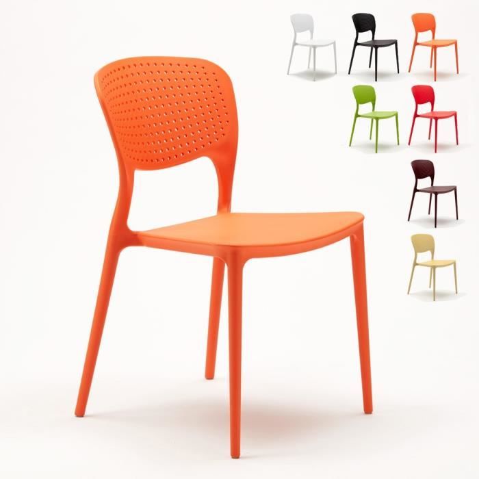 chaise cuisine bar café polypropylène empilable intérieur et extérieur garden giulietta, couleur: orange