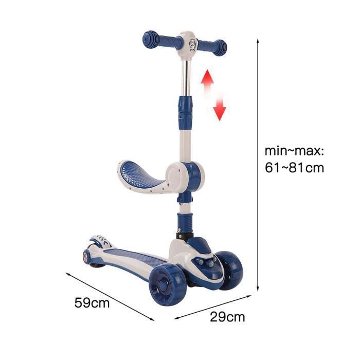 Trottinette Pliable EVO Pour Enfants Avec Roues Lumineuses - Guidon Réglable 75-80 Cm, Frein à Pied, Charge Max 50 Kg - 8