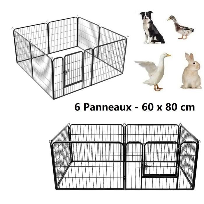 totu® Parc Pliable de 6 Panneaux Enclos ajustable de carre/ rectangulaire Barrières Extérieur / Intérieur pour Chiens lapin canard