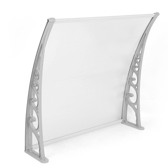 Auvent de Porte Aluminium Auvent Marquise D'entrée Auvent de Porte D'entrée et UV Supports Transparent 80*120 cm