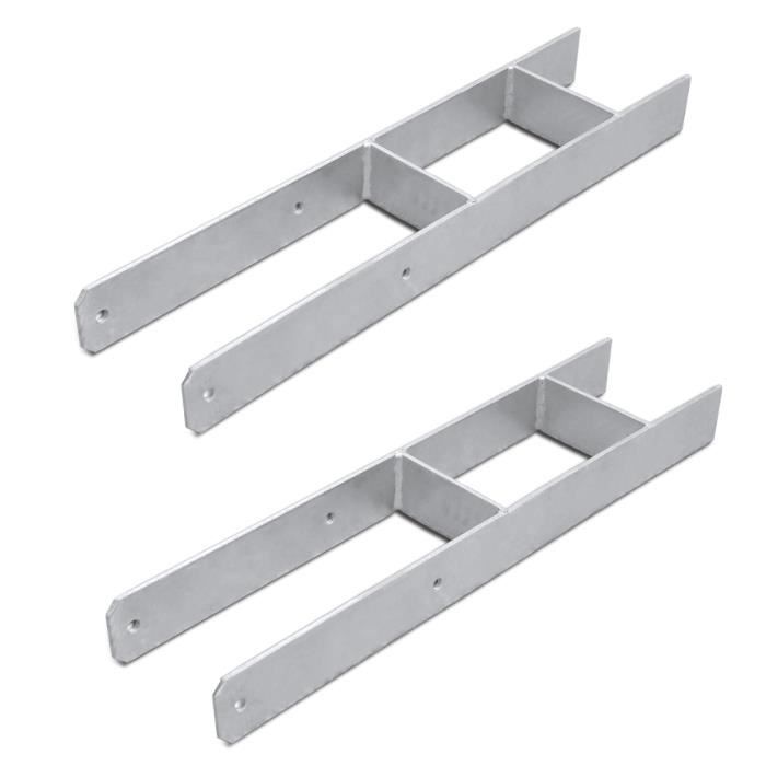 Ancrage en H 121 mm 2 pi ces de supports de poteaux ancrages de