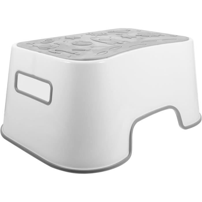 Tabouret Marche-Pied Escabeau 2 Niveaux Blanc/Rouge - Charge Jusqu'à 120 Kg