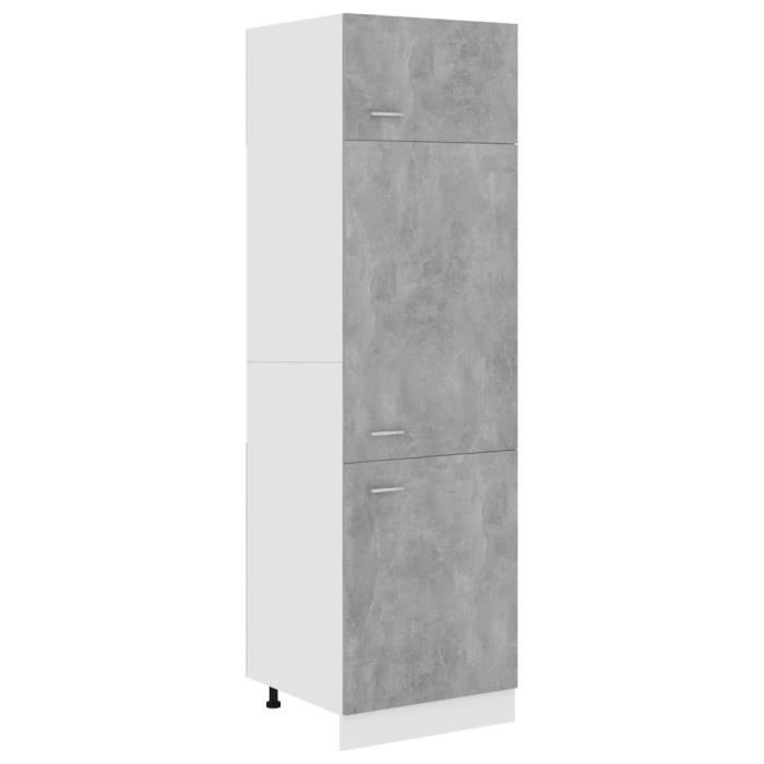 DUOKON - Armoire de réfrigérateur Gris béton 60x57x207 cm Aggloméré