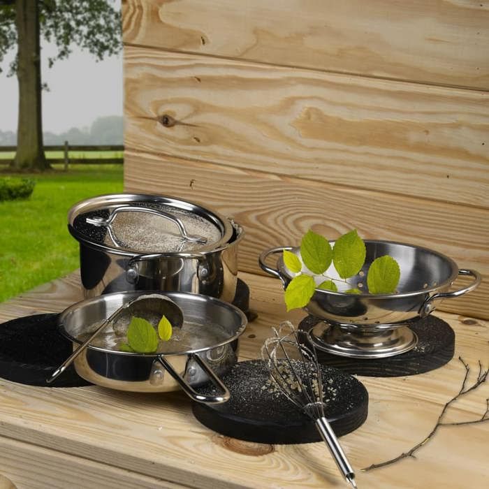Esschert Design Ensemble d'outils cuisine de jeu pour boue 6 pcs Inox