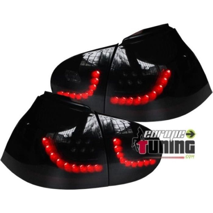 FEUX ARRIERES NOIRS FUMES A LED POUR VOLKSWAGEN VW GOLF 5 2003-2009 (02150)