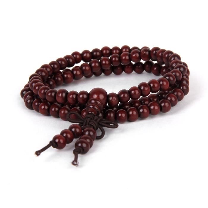 Bracelet Mala Prière Bois De Santal 108 Perles 8mm - Collier Méditation Bouddhiste