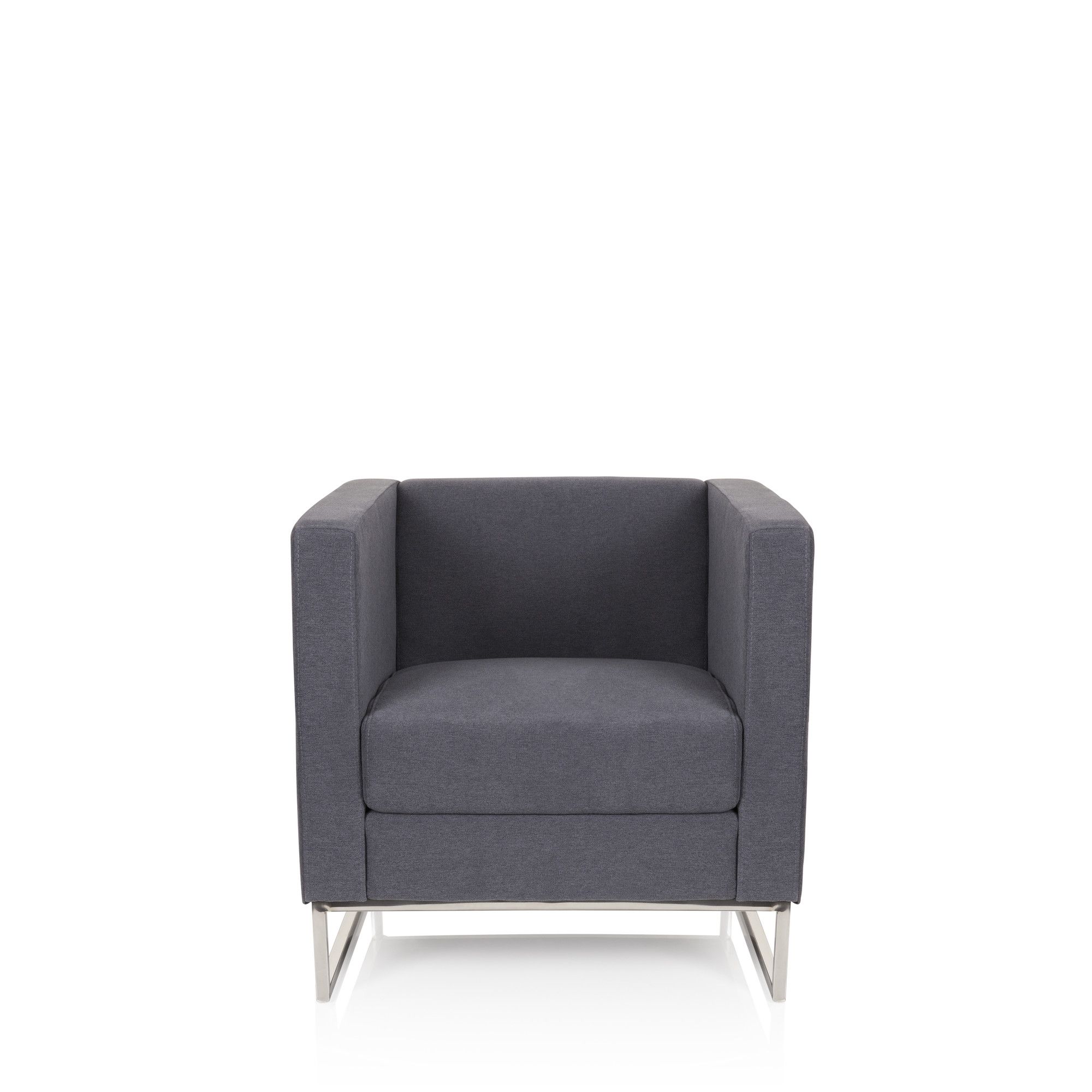 fauteuil de lounge barbados structure en acier inoxydable tissu 1 place gris foncé