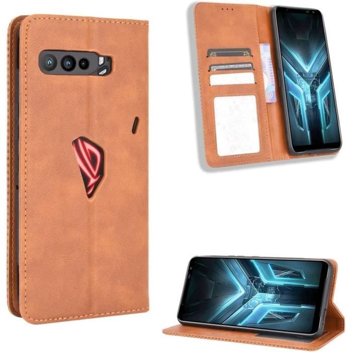 Étui Rabat Style Portefeuille Pour Asus ROG Phone - Cuir Artificiel, 3 Fentes Cartes, Protection Caméra