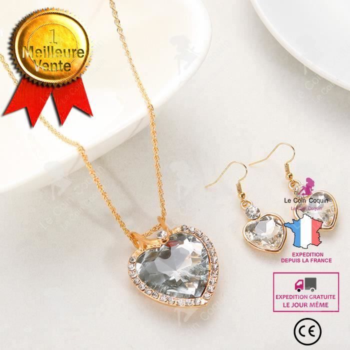 Parure De Bijoux Cristal Blanc Et Strass Sur Métal Argenté - Sans Nickel, Neuf Avec étiquettes
