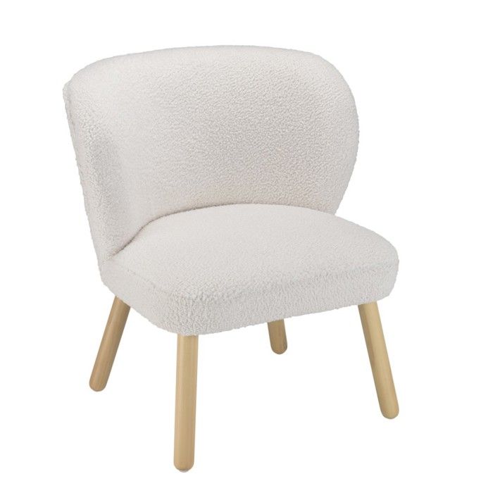 MACABANE AGATHE - Fauteuil en tissu bouclette blanc pieds en bois AGATHE MACABANE AGATHE - Fauteuil en tissu bouclette blanc pieds en bois AGATHE