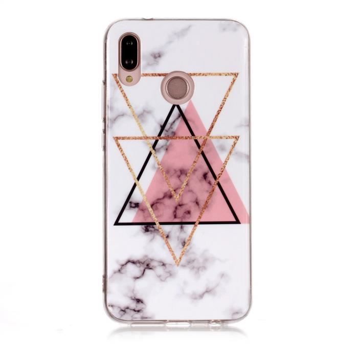 Coque Huawei P Lite Huawei Nova 3e Marbre Grain Tpu Mince Souple Antichoc Etui Housse Triangle Rose Cdiscount Telephonie