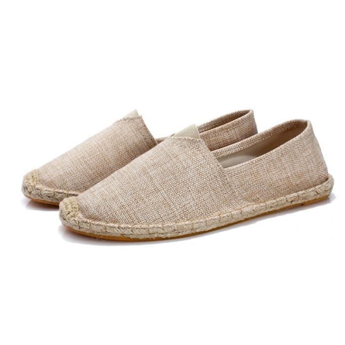 Espadrilles Homme plates classique Cousue Main Toile Marron - Cdiscount