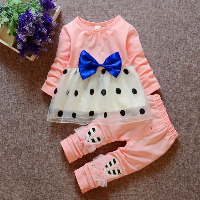Vetement Pour Enfant Bebe Fille Robe De Princesse Wave Dot Dress Top Pantalon Nouveau Ne 0 2 Ans 2pcs Cotton Rose Achat Vente Ensemble De Vetements Cdiscount