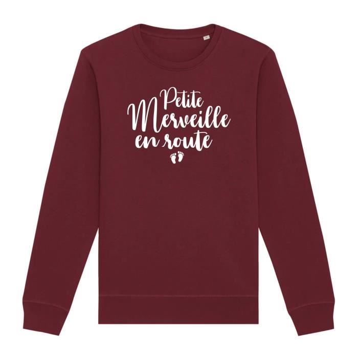 Pull annonce grossesse Petite merveille en route Pour Femme Coton 100 bio Confectionne en France Bordeaux Cdiscount Pret a Porter
