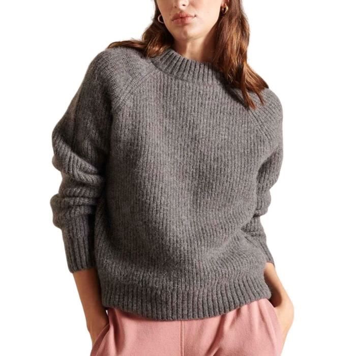 Pull Superdry Alpaca Blend Gris pour Femme Gris Cdiscount Pret a Porter