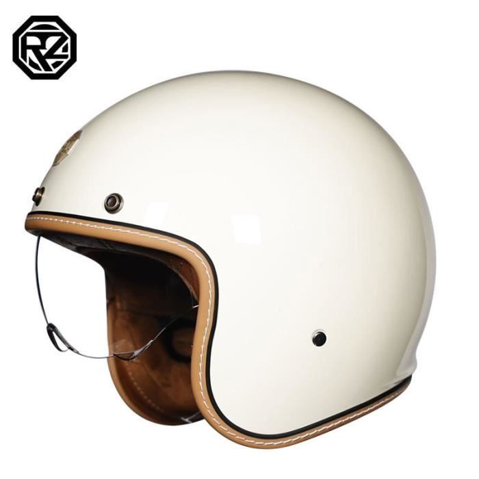 Casque Moto Retro Jet Casque Moto Jet Vintage Retro,Casques Homologué ECE Avec Visière UV Lunettes Casque De Moto Cuir Casque Bol Retro
