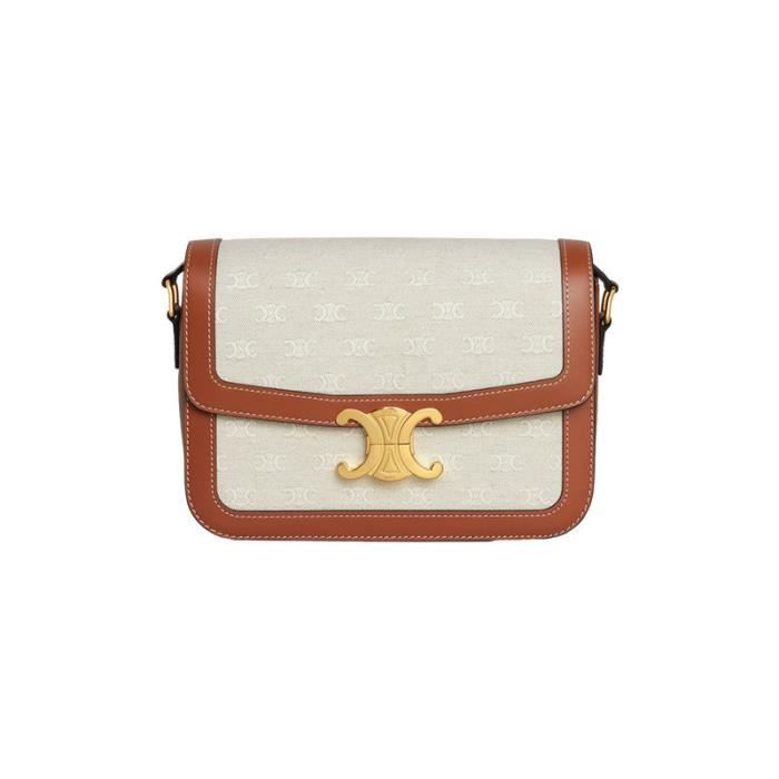 CELINE Celine 23 nouveau TRIOMPHE femme tissu marron beige avec logo cuir boucle metal oblique 22.5 16.5 7 Couleurs multiples Cdiscount Chaussures