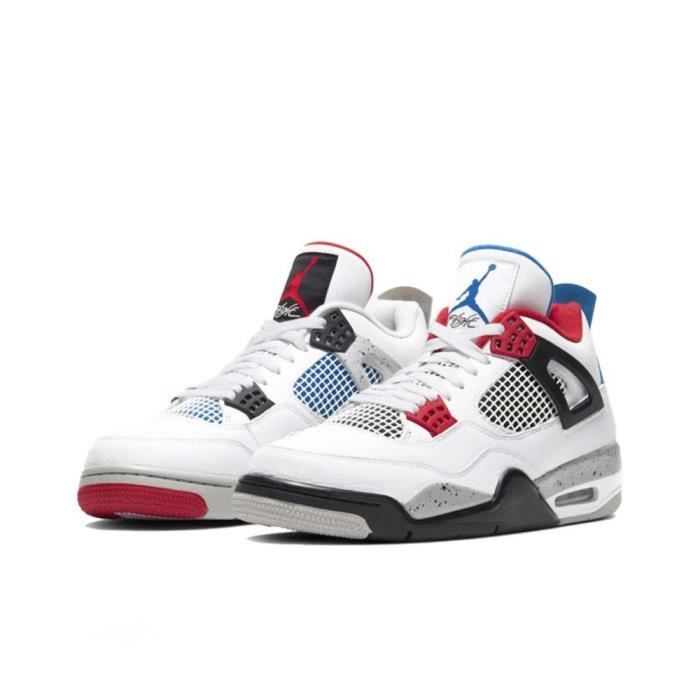 NIIKE AirsJordans 4 Retro What The 4 Blanche et Rouge Femme Homme AJ4 Chaussures de Basket Pas