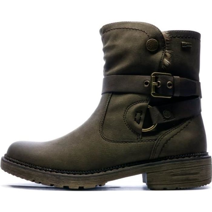 Bottines Femme RELIFE Jynfour Kaki Talon bloc 3 5 cm Doublure textile chaude