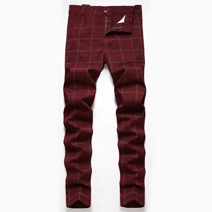 Pantalon Homme Coton Stretch Rouge