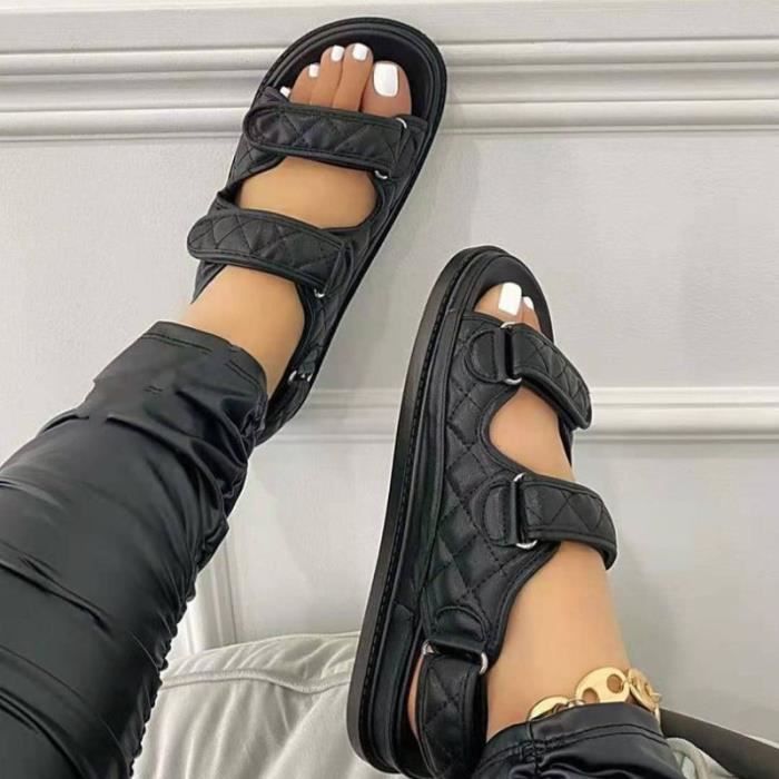 Sandales talon plat new arrivals bout fermé femmes gland