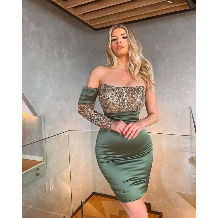 Robe Femme Chic Moulante Glamour Classique sexy Boheme vert L Cdiscount Pret a Porter