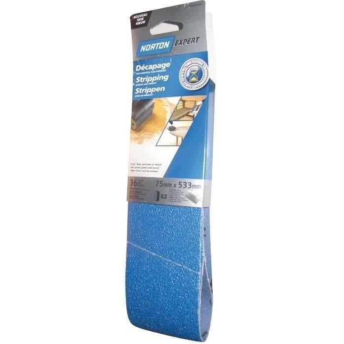 Bande abrasive - blue tech - lot de 2 - grain 36 - 75x533 mm