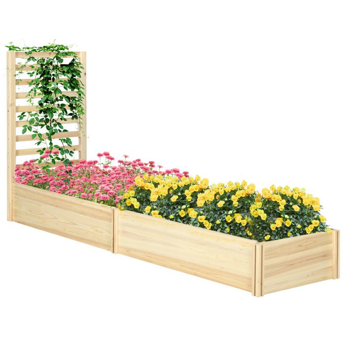 Outsunny - 230x230x28cm - Bois de sapin - 230x60x110cm - effet bois naturel