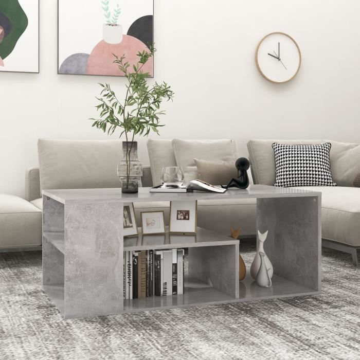 CRAZY SALE- Table basse décor Salon - Contemporain Gris béton 100x50x40 cm Aggloméré BES1376