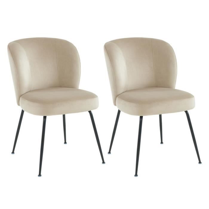 Lot de 2 chaises en velours et métal - Beige - POLPONA de Pascal MORABITO