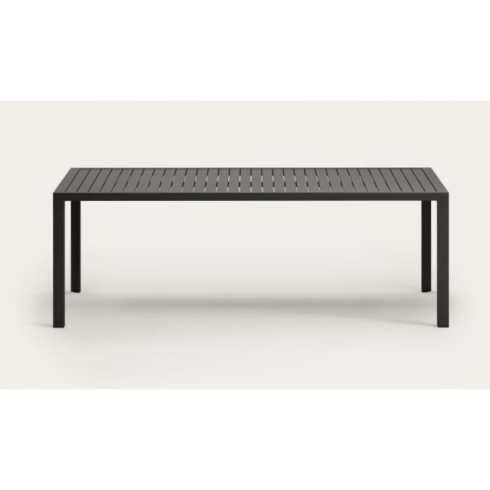 table de jardin en aluminium finition grise - longueur 220 x profondeur 100 x hauteur 75 cm