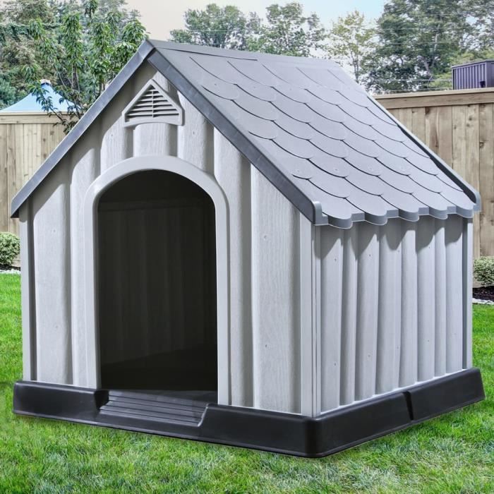 Comparer les prix de Niche pour chiens Gris 92x87x91 cm Plastique - Qqmora - OVN29893