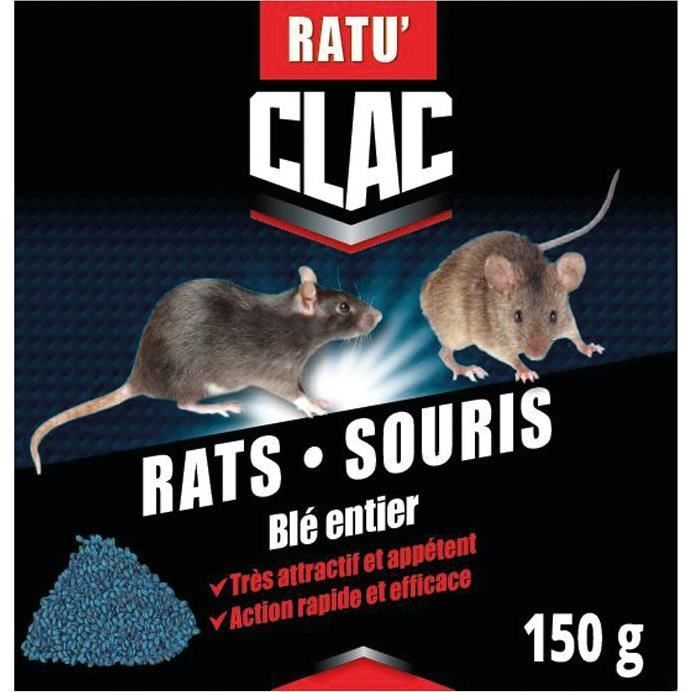 Rat-souris céréales - RATUCLAC - 150g - Action rapide et efficace - Intérieur - Raticide